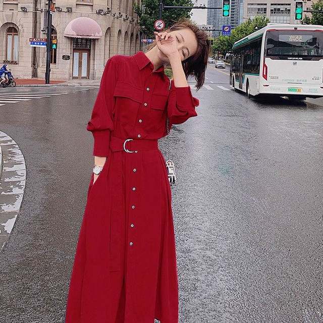 Dress women's 2023 spring and autumn new French style retro waist slim temperament design sense niche shirt skirt trendy