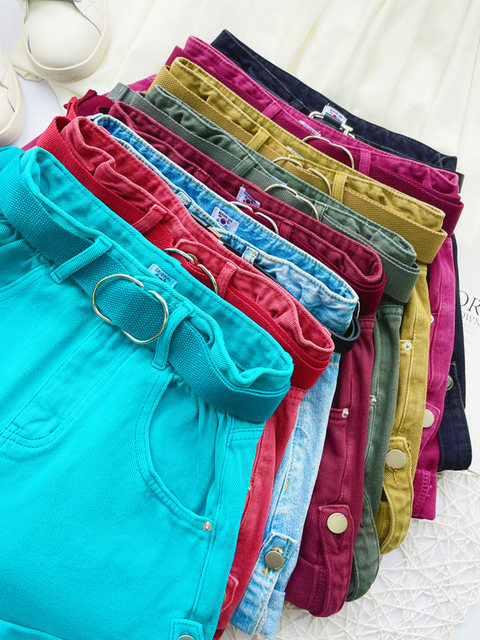 High waist curling denim shorts women's summer 2023 new Korean version all-match loose slim elastic waist wide-leg hot pants