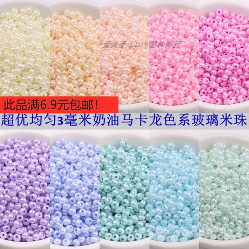 Кремовый стеклянный браслет ручной работы с кисточками, бусины, 3mm, DIY