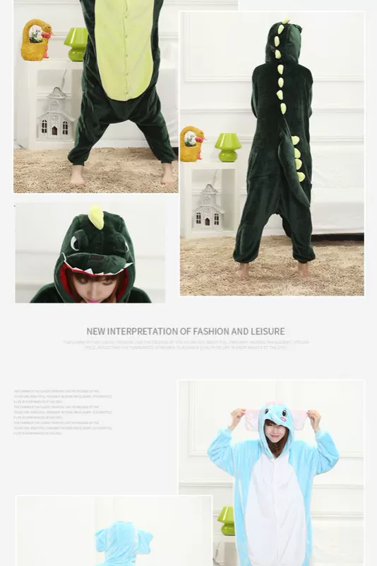 Mùa thu và mùa đông dày flannel phim hoạt hình động vật đồ ngủ một mảnh nam và nữ dễ thương cặp vợ chồng san hô