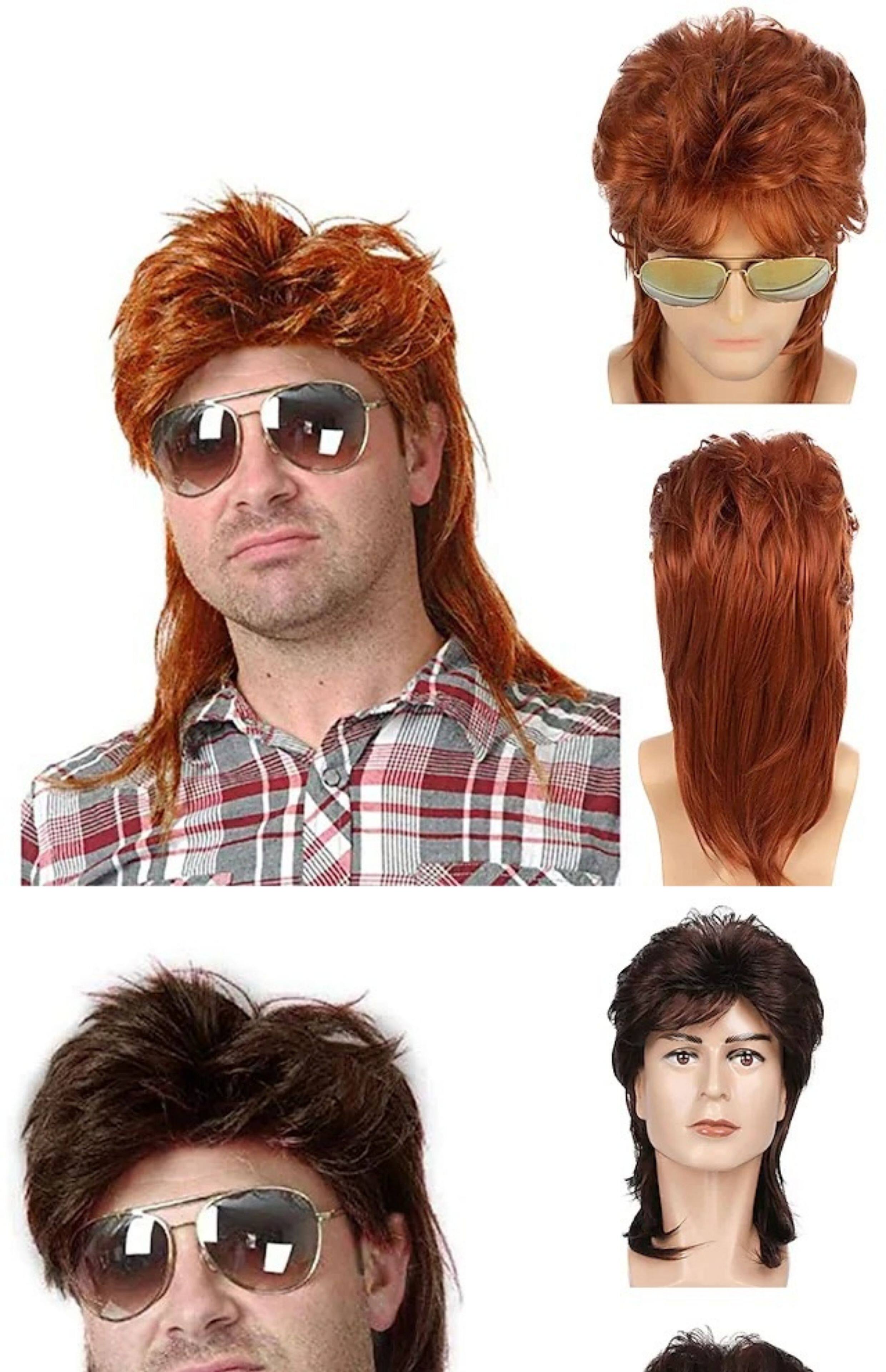 Тоник для волос мужчины 欧美假发男士乌鱼假发棕色卷发80s复古角色扮演万圣节假发套e476