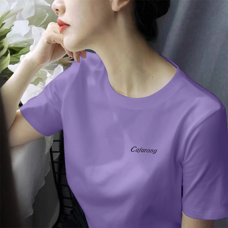 Purple Short-Sleeved T-Shirt for Women with a Unique Design, Niche Summer 2026 New European Style, Loose Half-Sleeve, Fashionable Plus-Size Top Purple Short-Sleeved T-Shirt for Women with a Unique Design, Niche Summer 2026 New European Style, Loose Half-Sleeve, Fashionable Plus-Size Top