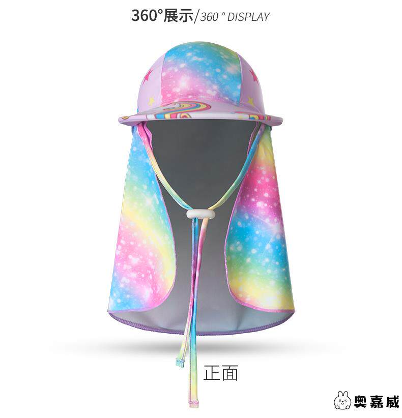 Детская плавательная шапочка, шапка, пляжный солнцезащитный крем для плавания, с защитой шеи, УФ-защита 