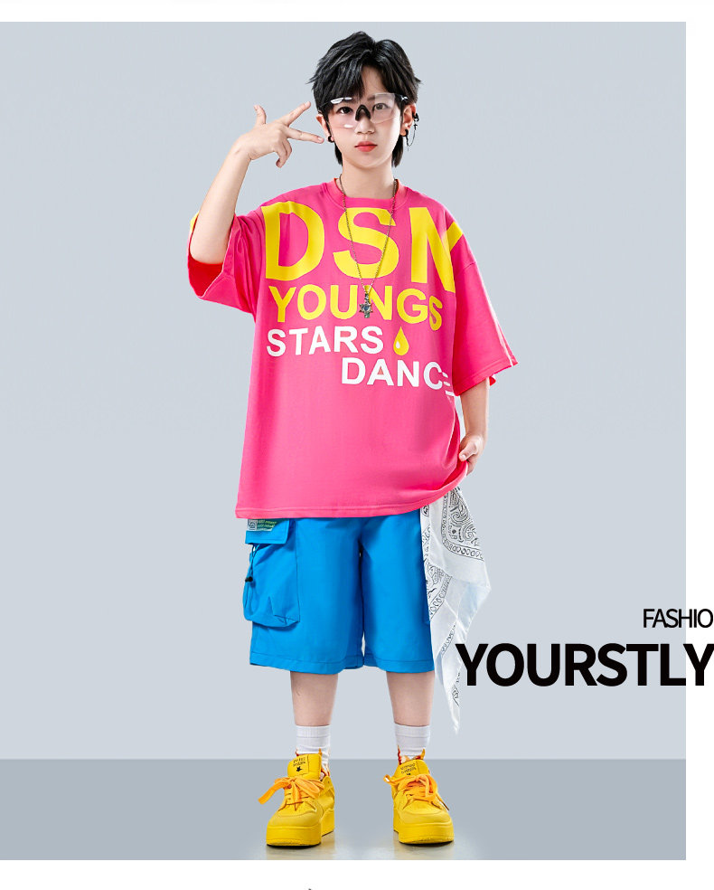 街舞儿童潮服夏季多巴胺少儿hiphop舞台表演服男女童炸街演出服装 — 8
