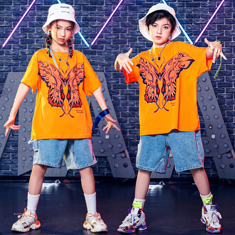 Toddler Street dance suit boy hip hop out to serve children jazz dance costumes girl hiphop tide show suit