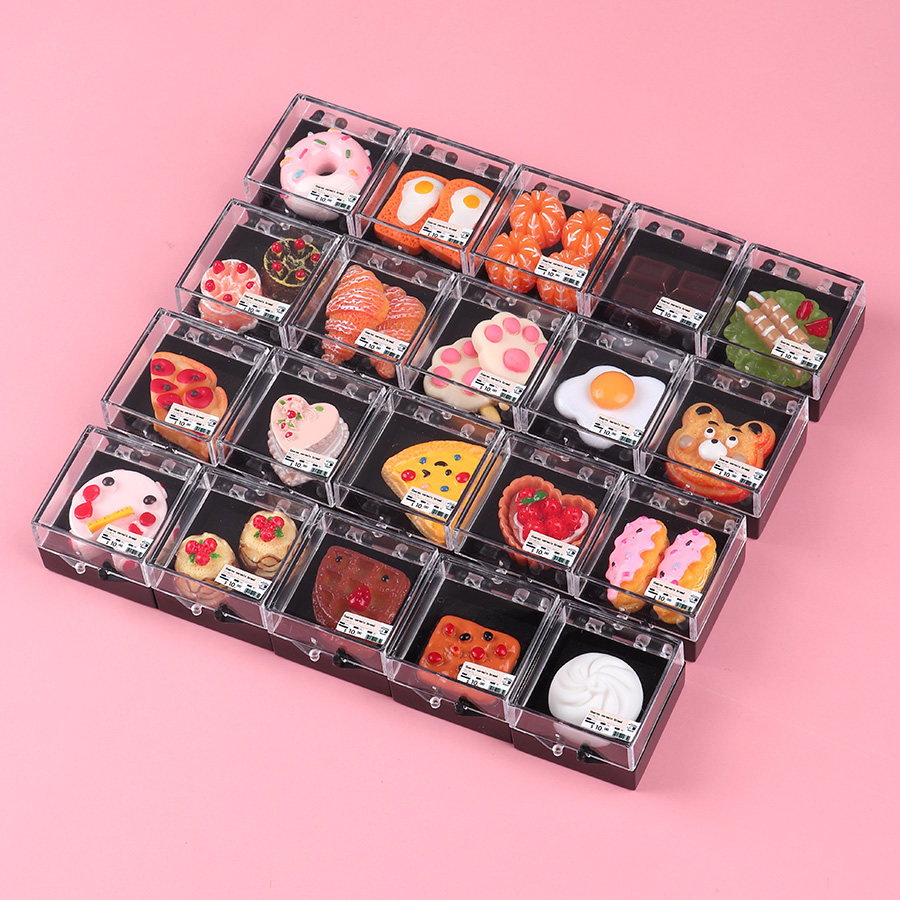 Mini cute simulation miniature play home wine supermarket food play fruit cake burger boxed kitchen static decoration