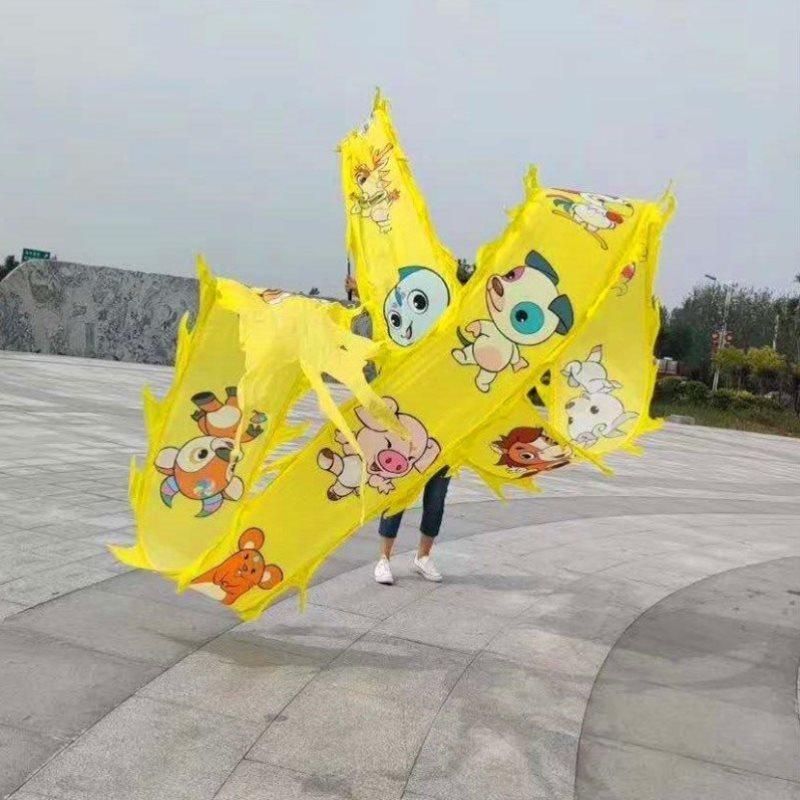 Color band dance color with telescopic pole fitness color with dragon pole thrower dragon dance dragon color with colorful strip square children to dance and dance
