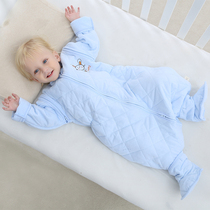 Baby sleeping bag spring and summer young children child baby one-piece pajamas season thin cotton split-leg sleeping bag anti-kick quilt