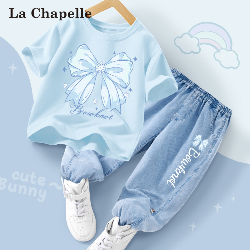 La Chapelle 女の子 半袖 Tシャツ 2024 新スタイル 女の子 大きい子供 おしゃれ 子供服 ジーンズ 子供 夏服