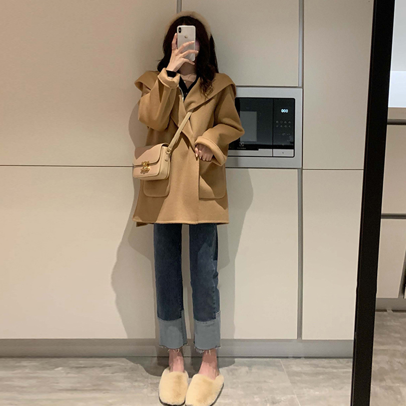 Woolen coat women 2021 new high-end small man autumn and winter thick medium and long version French temperament woolen coat