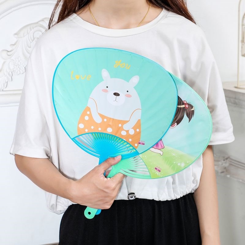 Fan Plastic Special is rotten with the bag Odds Fan Cartoon Large number plantain handlebar fan Fan College Kids Plastic