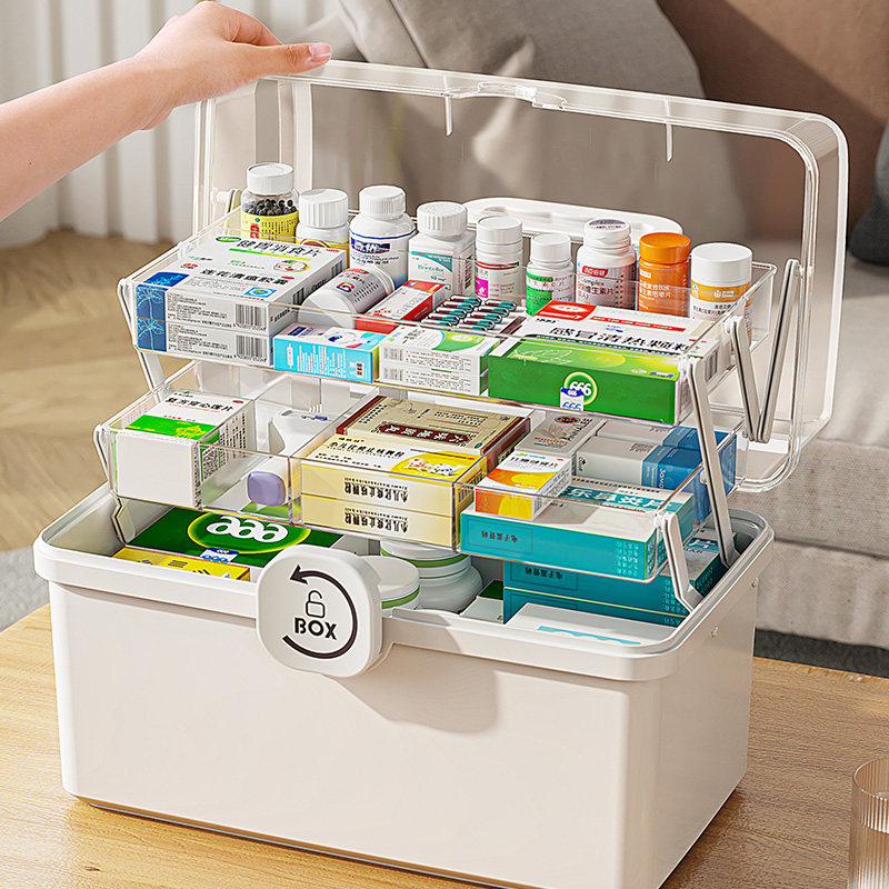 Medicine box Family medicine Medicine Containing Cabinet Medicine Box Home Big Number Emergency Medicine Case Medical Supplies Containing box-Taobao