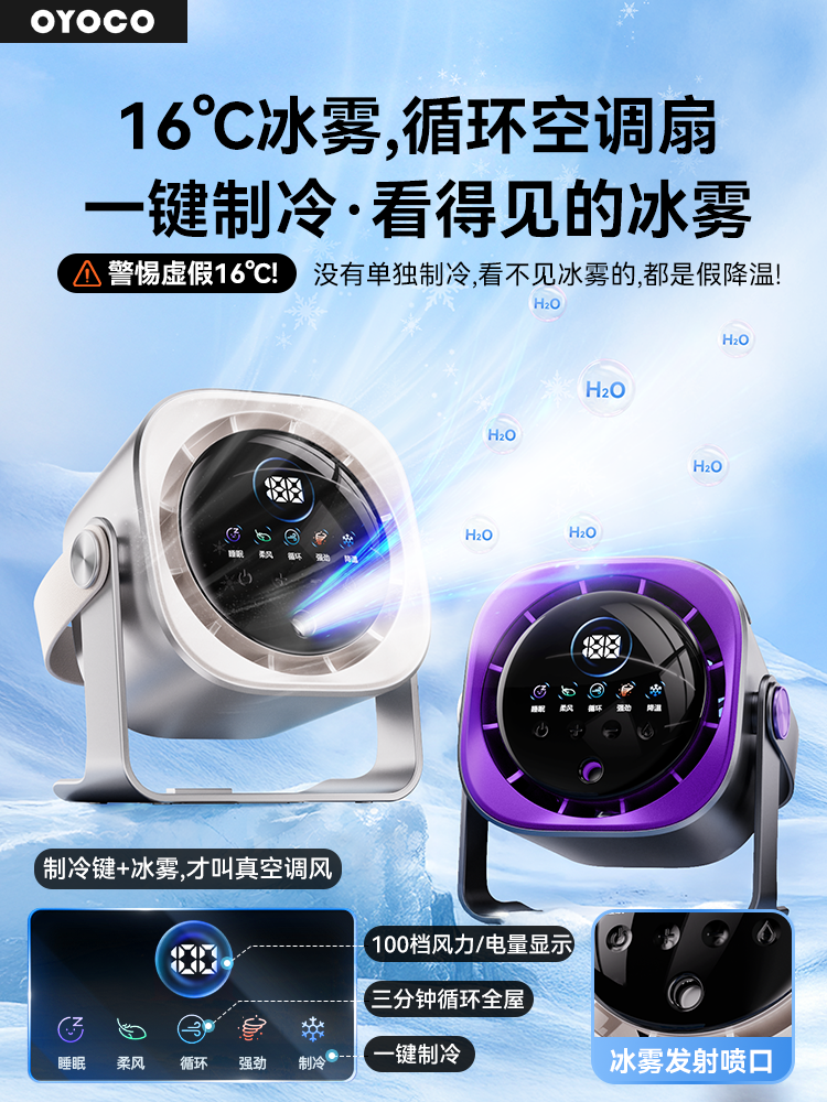 Spray Desktop Mini Fan USB Rechargeable Strong Wind Small Portable Silent Cooling Student Dormitory Home Office Long Battery Life Circulating Ice Mist Air Conditioner 2025 New Model