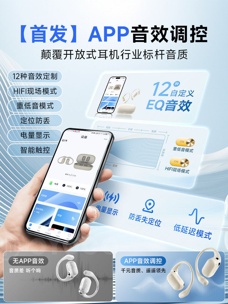 Ear-Hook Bluetooth Headphones New Model 2024 Air Bone Conduction Open-Ear Wireless Headphones for Sports, Dedicated for Running