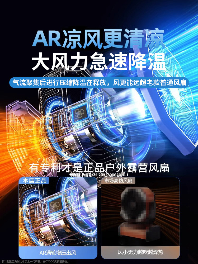 Outdoor Camping Rechargeable Electric Fan USB Portable Oscillating Cooling Air Conditioner Fishing Small Camping Tent Strong Wind Cooling Device Student Dormitory Office Desktop Long Battery Life