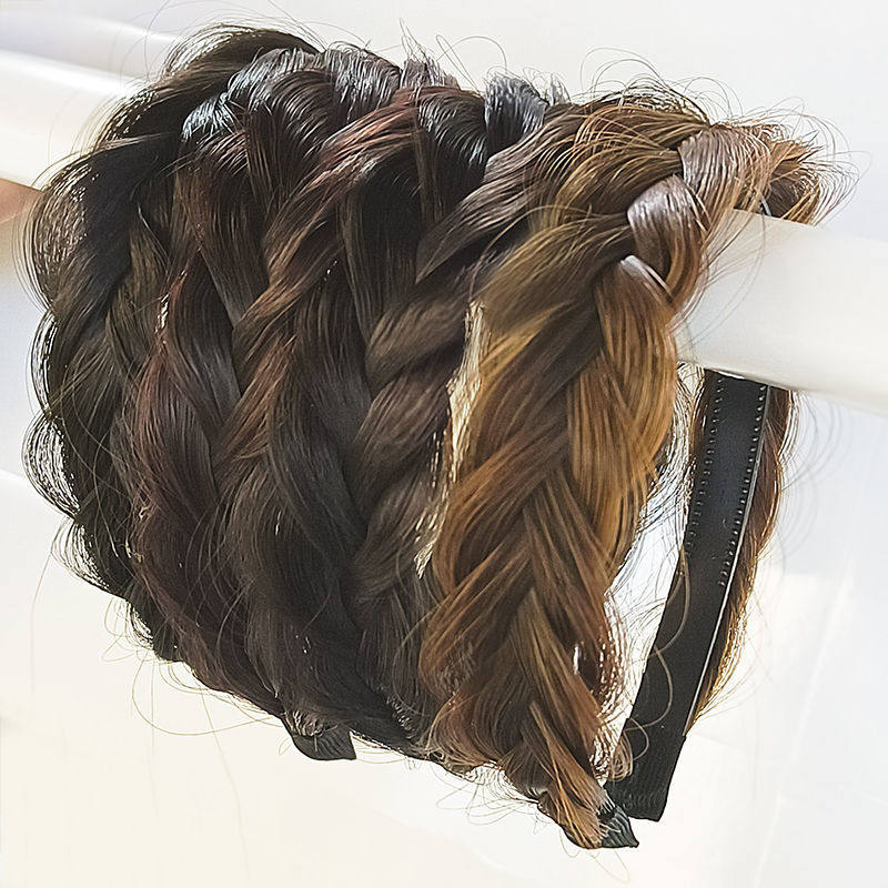 Recommended fishbone braid wig twist braid hair band with teeth non-slip net red headdress pressed hair band headband hairband hair ornament