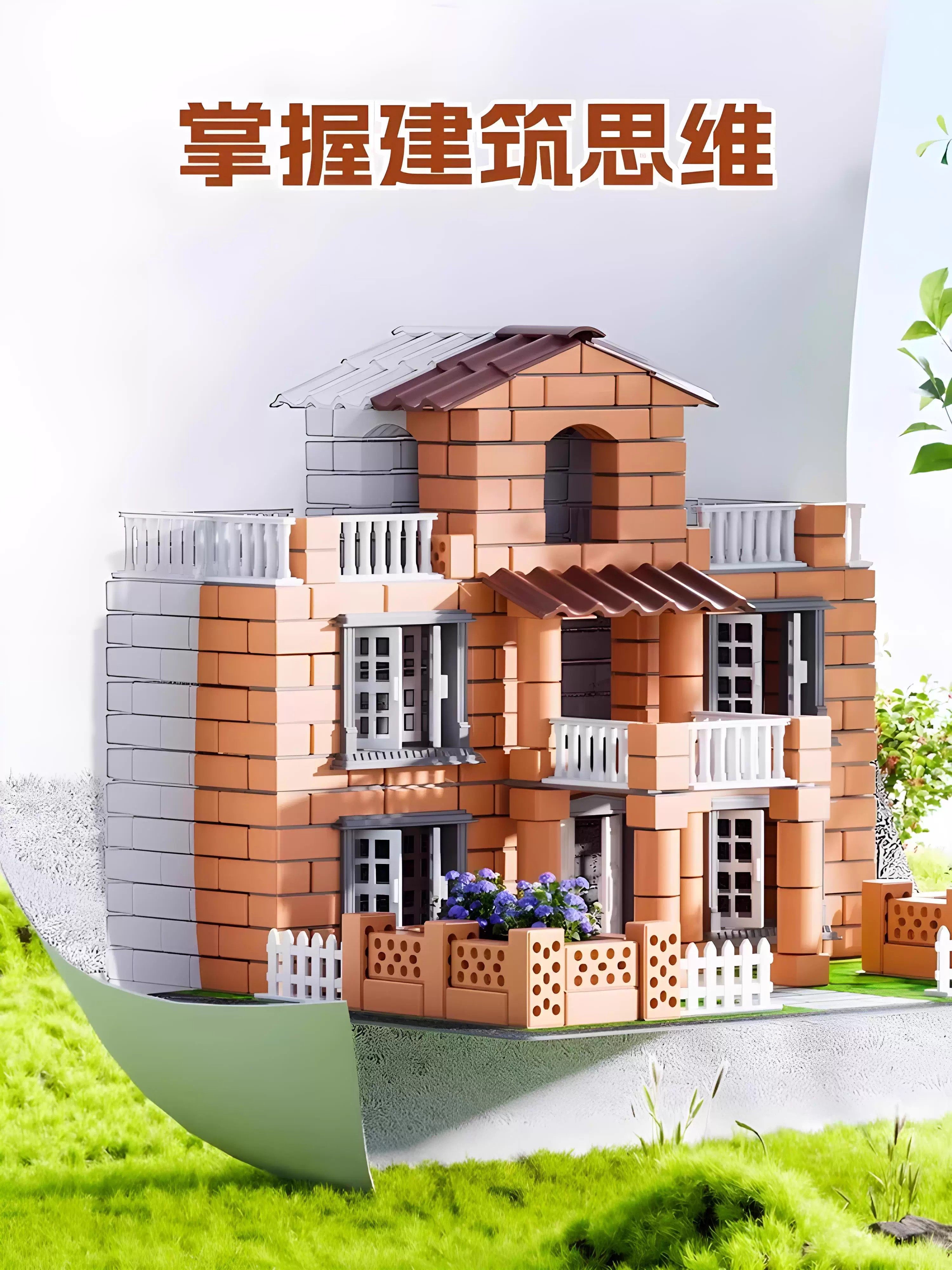 Children's DIY Bricklaying Toy for Building a House, Cement Bricks for Boys, Wall Building, Farmhouse Courtyard, Birthday Gift