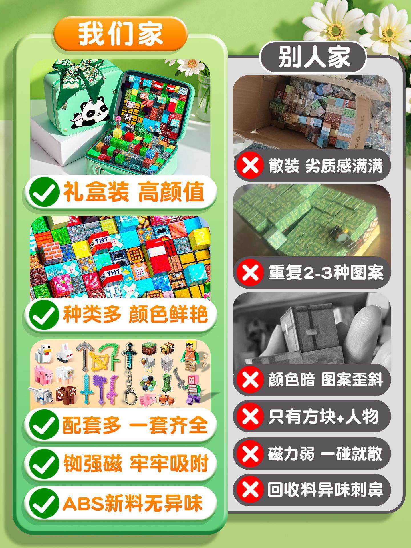 Minecraft Magnetic Blocks Complete Set Official Puzzle for Children Aged 3 to 6 and Above Educational Building Blocks Toy for Boys