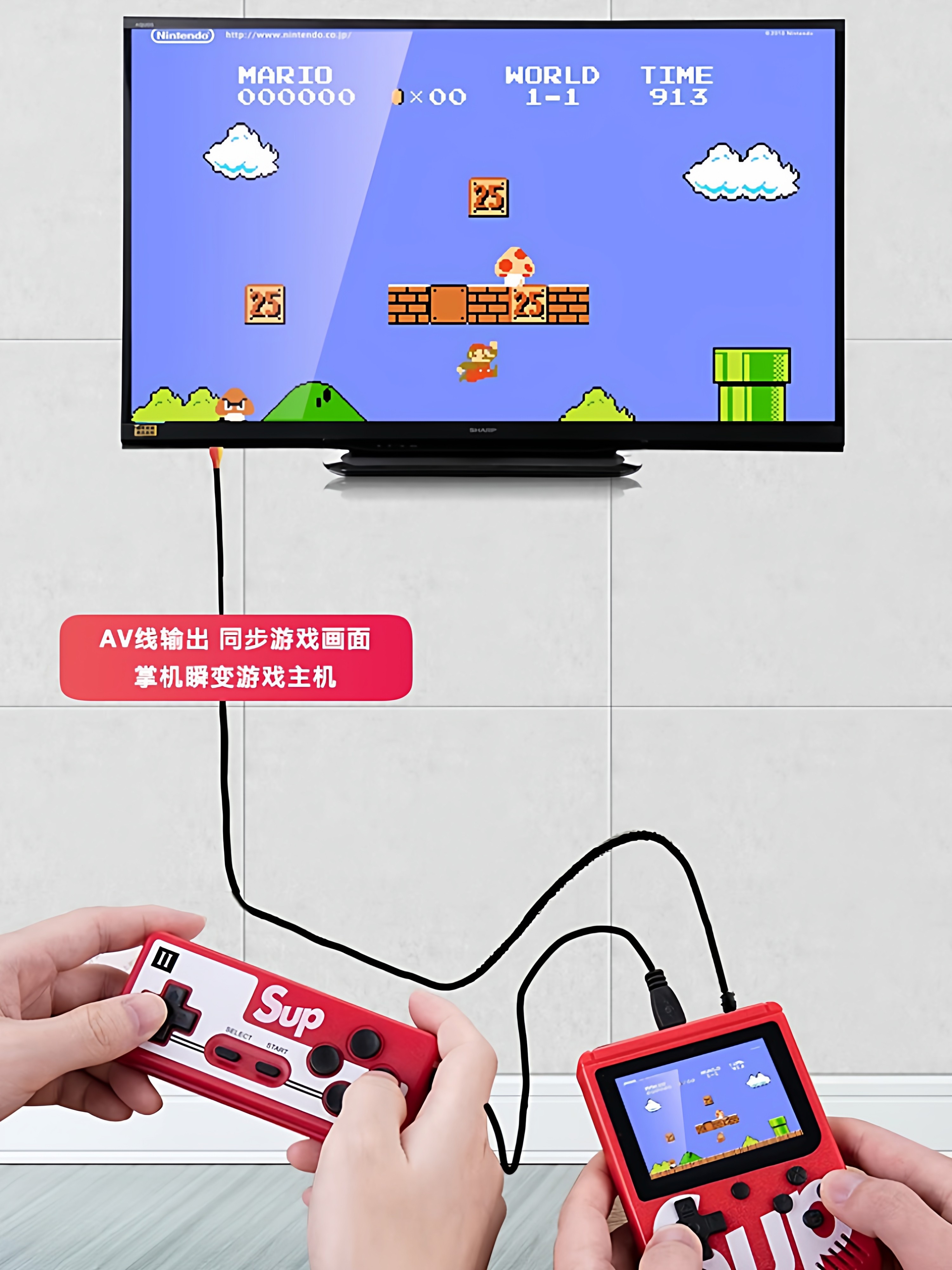 Mario Handheld Game Console, Two-Player Charging Game Console, 500 Games, Brand New Classic Nostalgic Sup Electronic Toy for Elementary School Students, Psp Portable Tiktok Same Model, Birthday and New Year Gift