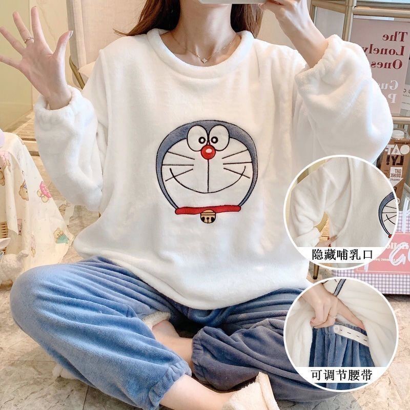 Lunar Subsuit Autumn Winter Postnatal Pregnant Woman Coral Suede Pyjamas Thickening December Pregnancy Discharge Lactation of the Pregnant Woman