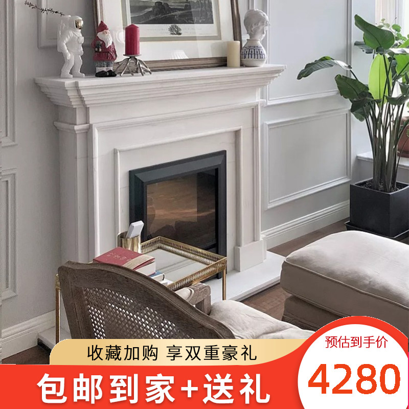 Marble Fireplace Custom American Simple Modern TV Decorative Cabinet Natural Stone White Stone Carving Mantel