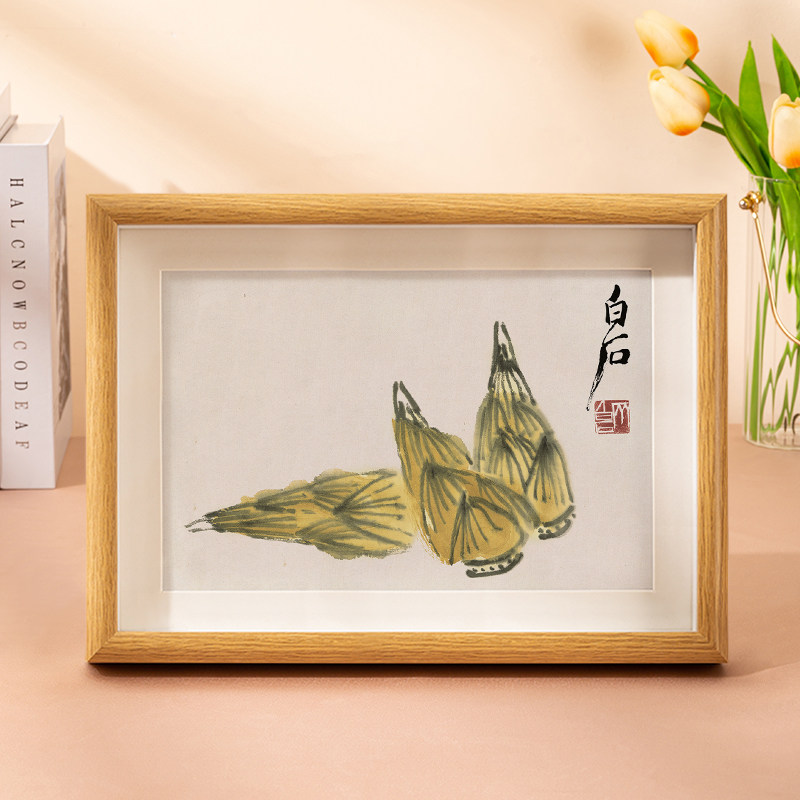 齐白石荔枝水墨挂画国画装饰画客厅用新中式风格寿桃葫芦挂画-Taobao-Tmall