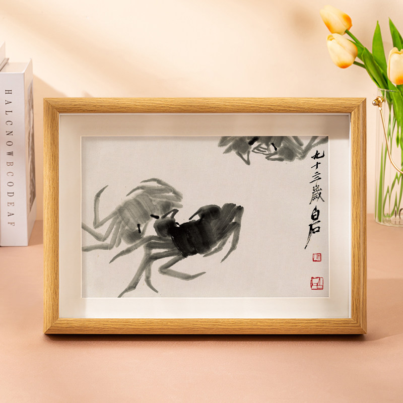 齐白石荔枝水墨挂画国画装饰画客厅用新中式风格寿桃葫芦挂画-Taobao-Tmall
