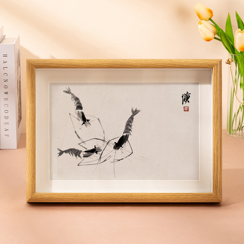 齐白石荔枝水墨挂画国画装饰画客厅用新中式风格寿桃葫芦挂画-Taobao-Tmall