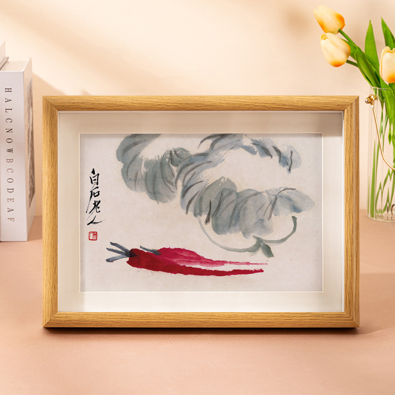 齐白石荔枝水墨挂画国画装饰画客厅用新中式风格寿桃葫芦挂画-Taobao-Tmall
