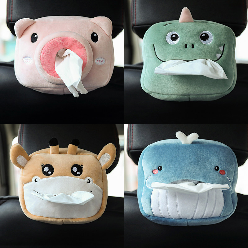 Car tissue box armrest box strap cute cartoon car toilet paper box hanging car in-car removable toilet paper box female