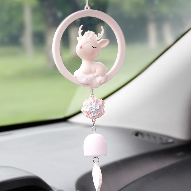 Car mounted goddess of high-end deer Ping An mounted car rear mirror Ms. Ping An exquisite car hanging