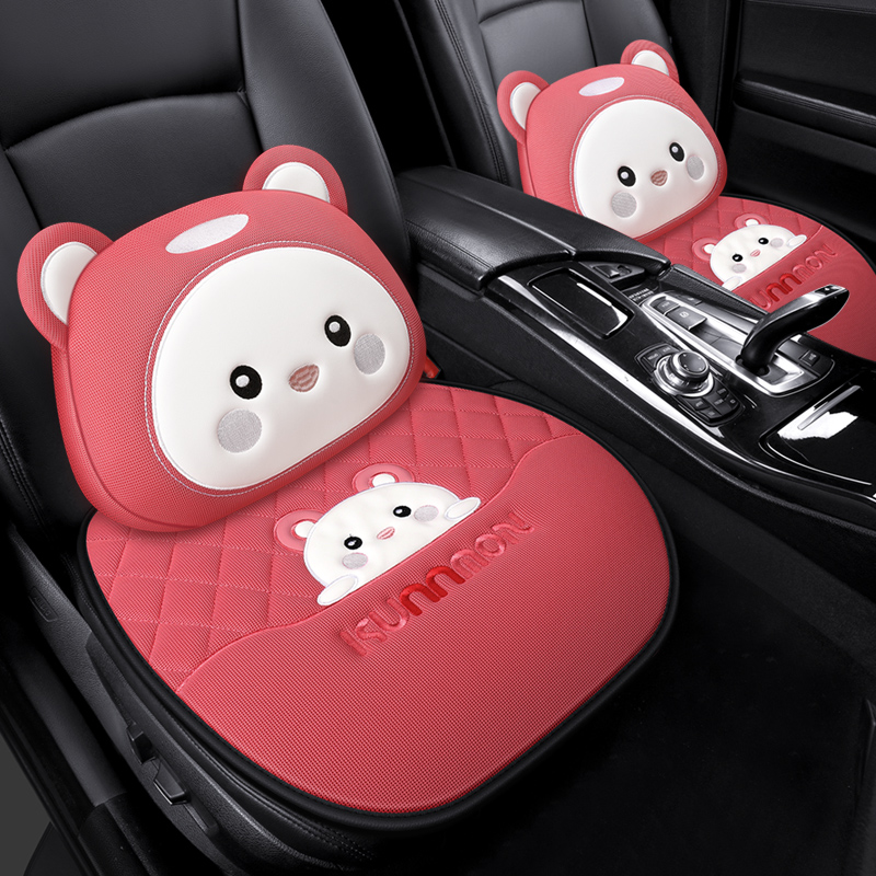 Car Cushions All Season Universal Cartoon Cute Car Seat Cushion Cover Autumn Winter Goddess Seat Breathable Three-piece single sheet