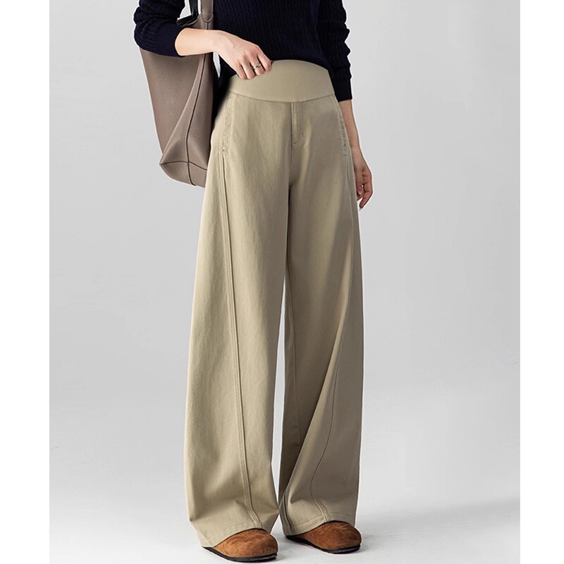 Maternity Pants for Autumn 2025, New Style That Doesn'T Tighten the Belly, Casual Faux Denim Straight-Leg Wide-Leg Pants Maternity Pants for Autumn 2025, New Style That Doesn'T Tighten the Belly, Casual Faux Denim Straight-Leg Wide-Leg Pants