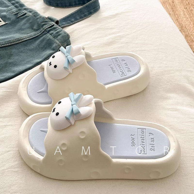 French Uamtor Cute Non-Slip Outdoor Home Miffy Rabbit Slippers for Women 2026 Summer Casual Beach Sandals