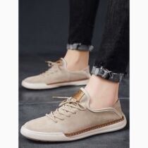 2024 New Spring Mens Shoes Genuine Leather Casual Shoes Mens Breathable Casual Leather Shoes Korean Style Trendy Casual Shoes for Men