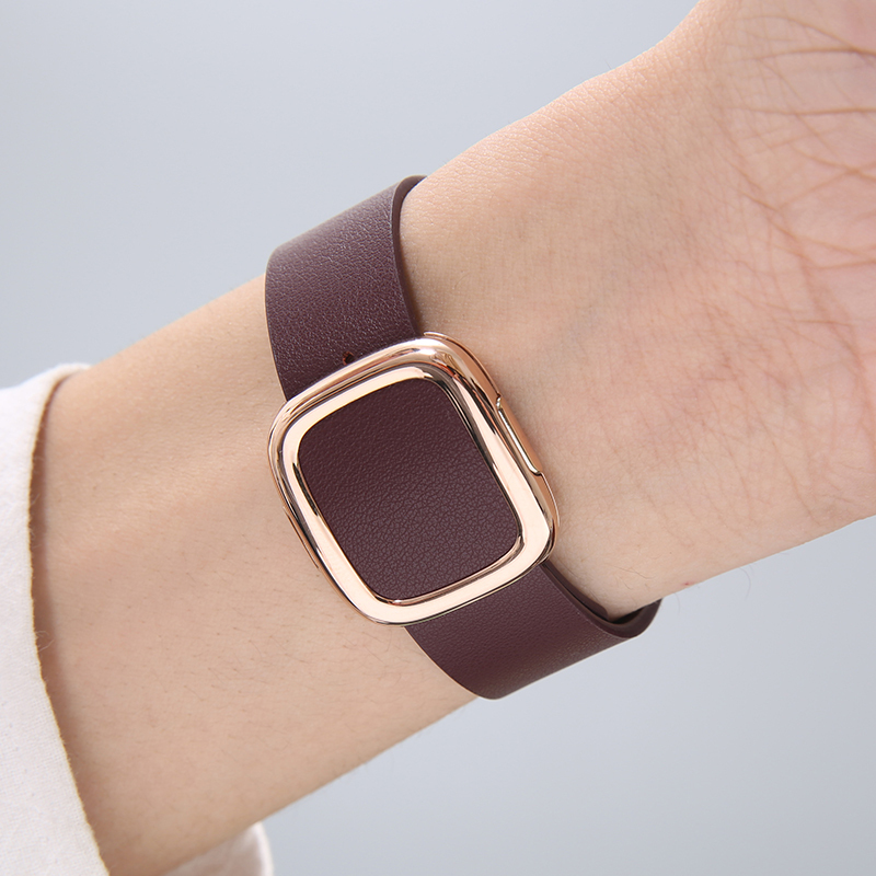 Ikekewatch Is Suitable for the 10Th Generation Apple Watch S7/6/5/4/3, Representative of the iWatch 8 Genuine Leather Watch S9 Modern Style Magnetic Buckle Creative Apple Watch Strap Official Model 40mm