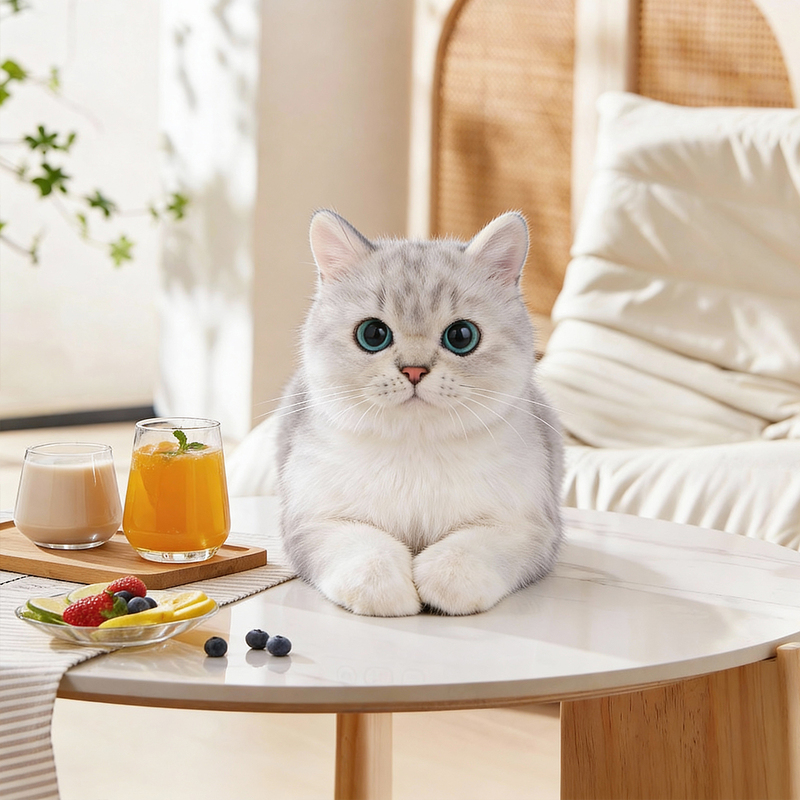 American Kado Clone Simulated Silver Gradient Cat Plush Toy Doll for Boys and Girls, Companion Birthday Gift