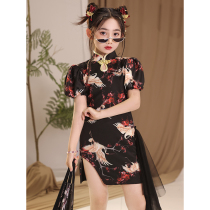 Girls cheongsam national trend new Chinese style summer childrens model T stage catwalk national style performance clothing domineering childrens clothing fashion