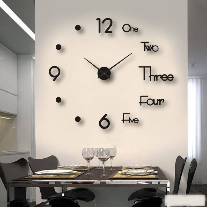Night Creative Light Hanging Bell Diy Living Room Clock Art Free Punch Wall Clock Modern Minima Silent Clock Sticker Wall-Taobao