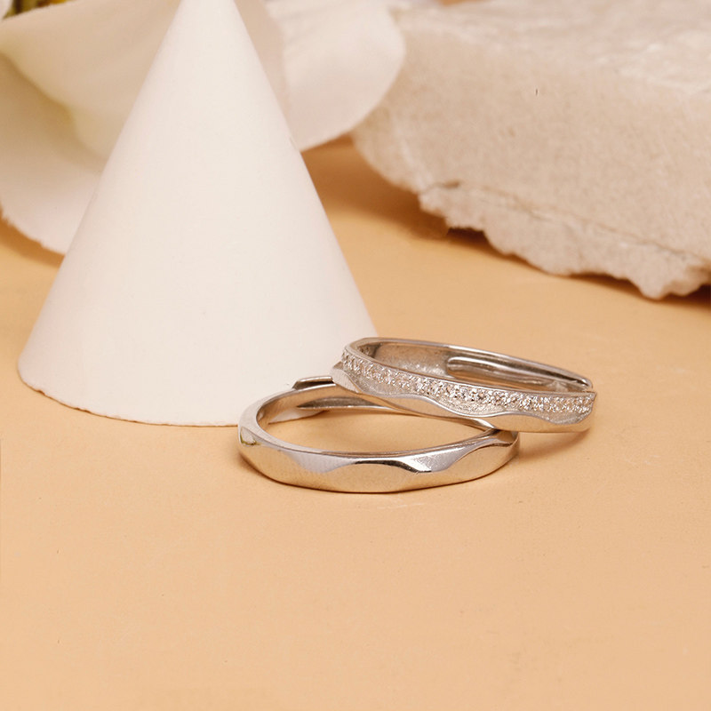 Xizhi jewelry lumen couple ring sterling silver a pair of niche design high-end ring female Valentine's Day gift