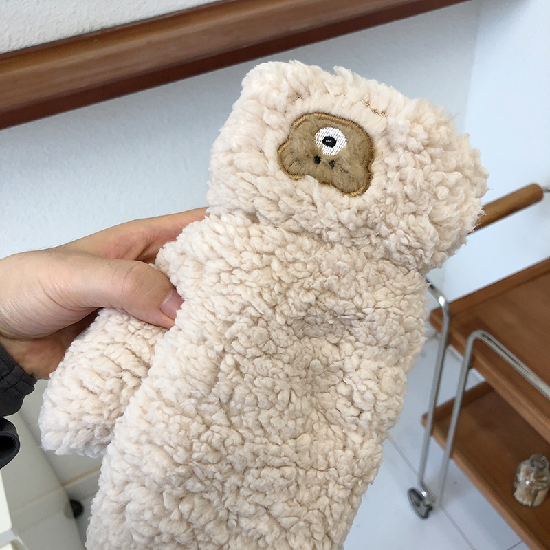 Plush Cute Little Bear Warm for Women's Winter Outdoor Cold Protection Double Layer Thickened Gloves_voghion.com