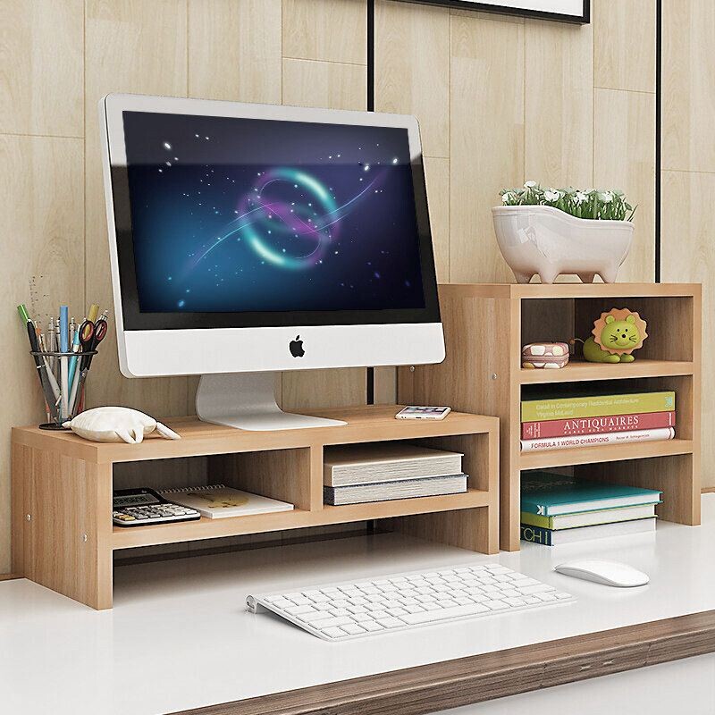 Computer bracket wooden computer monitor screen increased shelf base desktop keyboard finishing storage rack tray