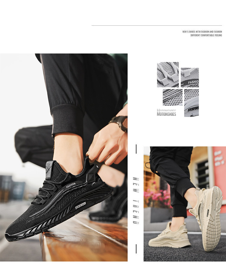Flyknit Walking Shoes For Men Breathable Summer Mesh Trainers_voghion.com