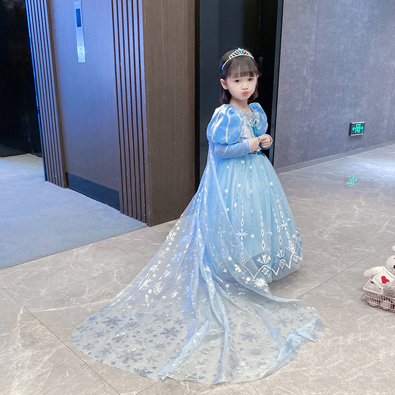 Girls wear Aisha princess skirt new Frozen Aisha princess dress autumn and winter long-sleeved high-end Aisha dress