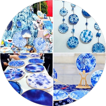 Tie-dye pigment kindergarten environmental creation handmade embroidery stretch decorative painting material package diy homemade blue dye wall decoration hanging