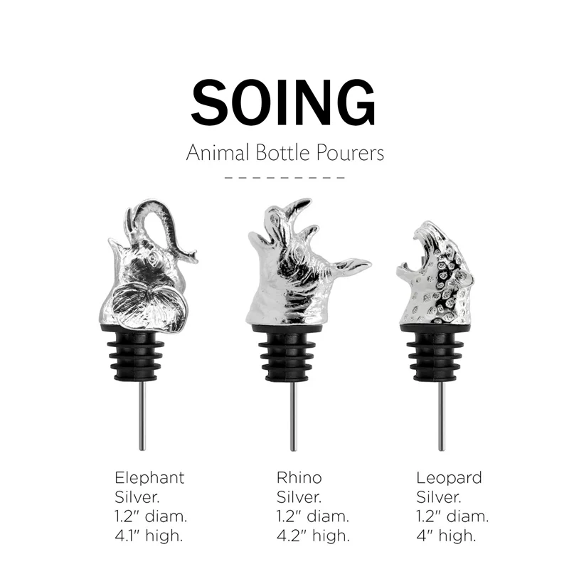 SOING stainless steel creative wine spout wine pourer drain mouth mixer wine dispenser wine pouring utensil animal wine guide