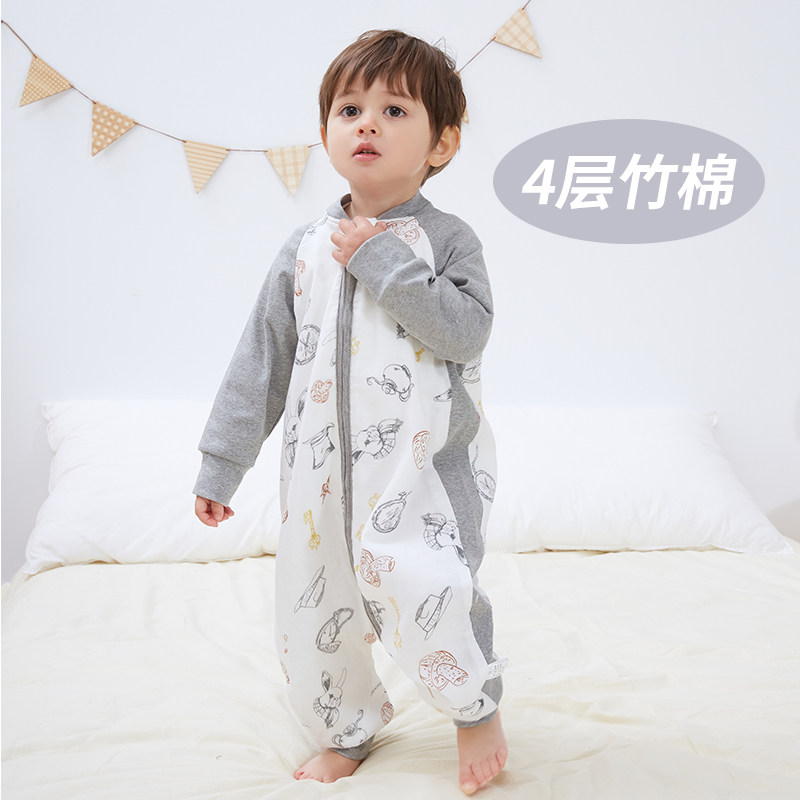 Baby four seasons universal split-leg sleeping bag newborn baby spring and autumn gauze anti-kick quilt artifact children's middle-aged children's thin