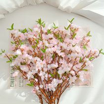 Peach Blossom Branches Simulation Flowers Living Room Fake Flowers Peach Blossom Branches Table Decoration Flowers Furnishing Dry Flowers Upscale Tabletop Pendulum Flowers