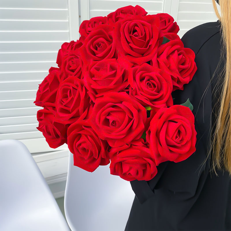Simulation flower rose living room table decoration flower decoration red rose single bouquet photo dance props fake flower