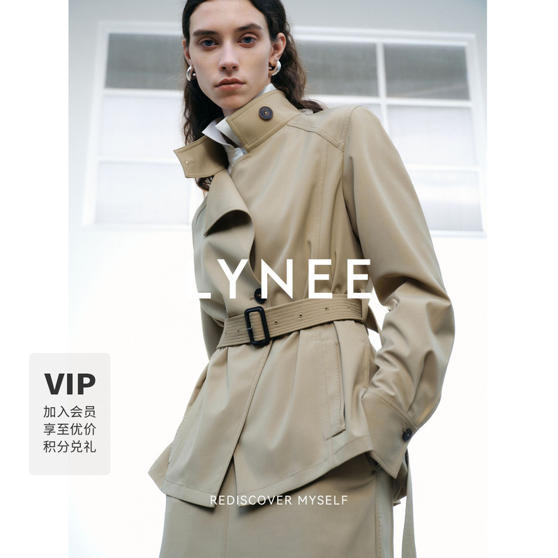 Lynee【Black Label Dewdrop】Dewdrop Wool Khaki Short Trench Coat for Women, Spring Fashionable Commuting Lightweight Jacket Lynee【Black Label Dewdrop】Dewdrop Wool Khaki Short Trench Coat for Women, Spring Fashionable Commuting Lightweight Jacket